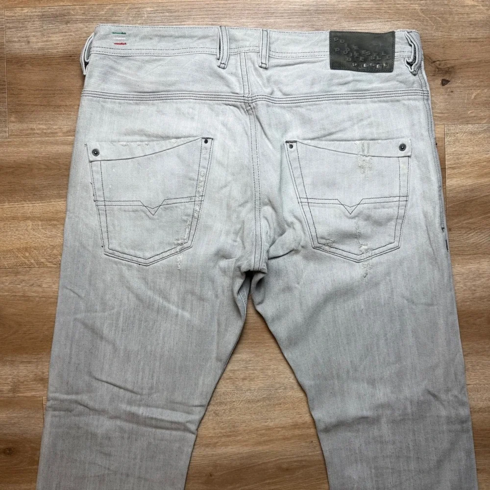 Diesel Krooley Jeans Mens 33x30 Gray Slim Carrot Distressed Made in Italy 008X9